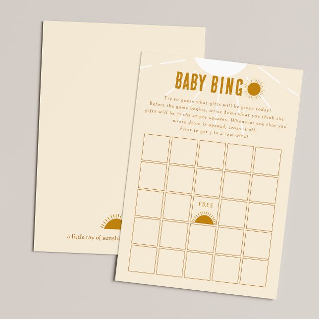 Minimalistische Boho Sunshine Baby Shooting Bingo  Einladung (Von Creator hochgeladen)