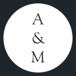 Minimalistische Bold Monogram Boho Wedding Schwarz Runder Aufkleber<br><div class="desc">Minimalistische,  fette Monogram Trendy Chic Typografy Wedding Classic Round Stickers in Schwarz/Weiß</div>