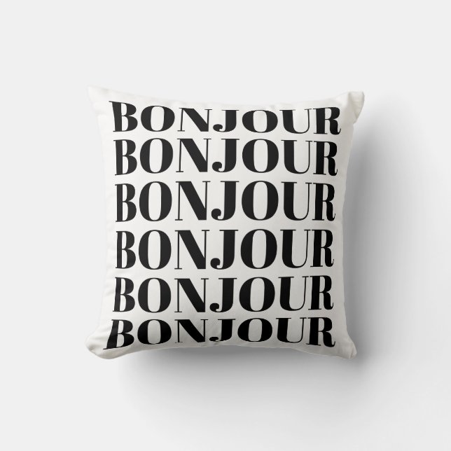 Minimalistische Bonjour Französisch Typografie Sch Kissen (Vorderseite)