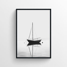 Minimalistische Bootfotografie in Monochrom Poster