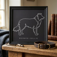 Minimalistische Border Collie-Linienkunst-Hund-Gra