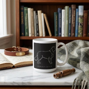 Minimalistische Border Collie-Linienkunst-Hundegra Kaffeetasse