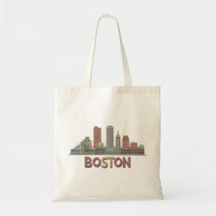 Minimalistische Boston-Skyline Retro-Linienkunst-G Tragetasche