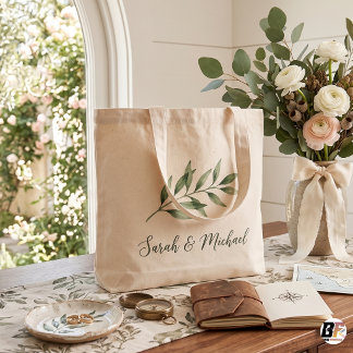 Minimalistische Botanik Hochzeit mit individuellem Jumbo Stoffbeutel