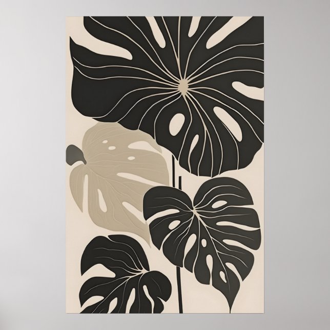 Minimalistische botanische Art Boho Blumendekorati Poster (Vorne)