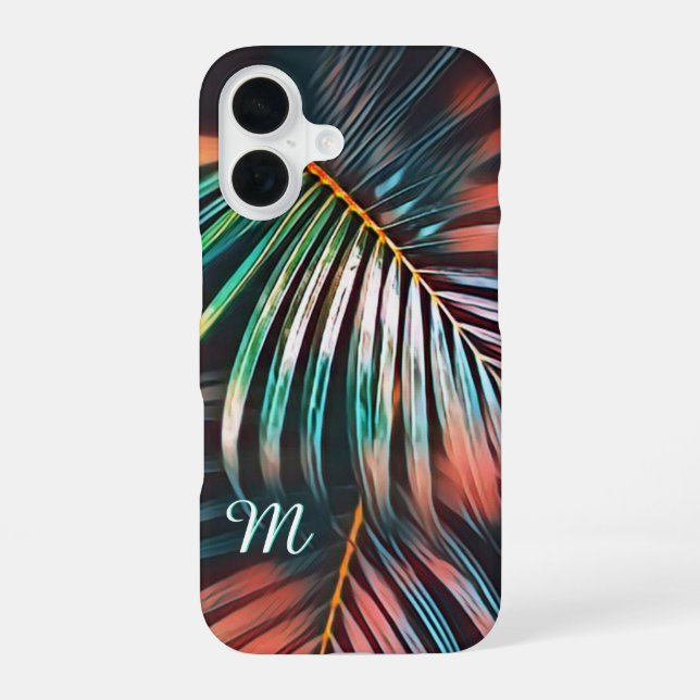Minimalistische botanische Art Palm Blätter mit Mo iPhone 16 Hülle (Rückseite)