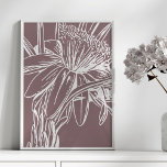 Minimalistische botanische Blumenlinie Zeichne Art Poster<br><div class="desc">Eine schöne,  minimalistische,  moderne Linie,  die eine hübsche Blume in staubigen Pflaumen zeichne</div>
