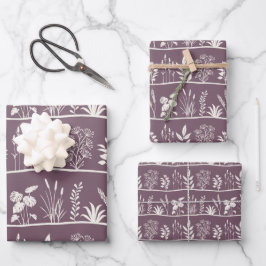 Minimalistische botanische dezente Silhouette Pfla Geschenkpapier Set