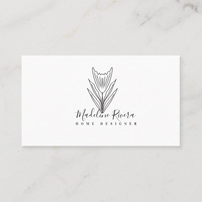 Minimalistische Botanische florale Visitenkarte (Vorderseite)