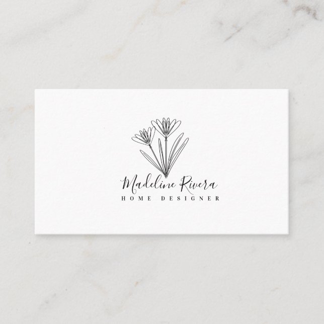 Minimalistische Botanische florale Visitenkarte (Vorderseite)