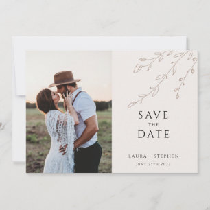 Minimalistische botanische Foto Save the Date-Kart Date