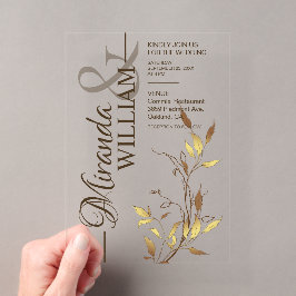 Minimalistische Botanische Goldene Hochzeit Acryleinladungen