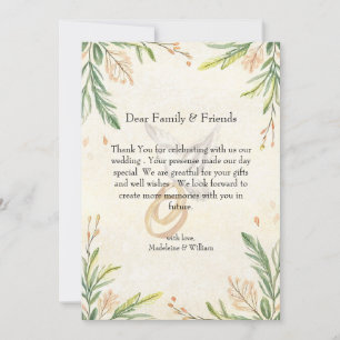 Minimalistische Botanische Grünpflanzen-Hochzeit Dankeskarte