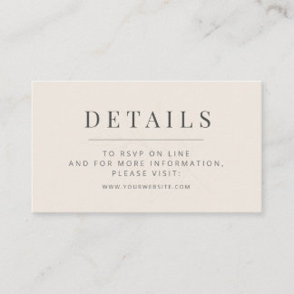 Minimalistische botanische Hochzeit Sanftes Beige Begleitkarte