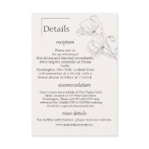 Minimalistische botanische Hochzeits-Details-Karte