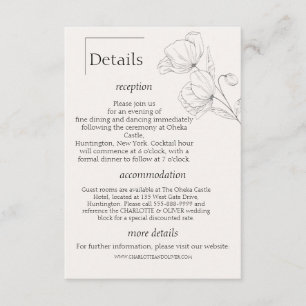 Minimalistische botanische Hochzeits-Details-Karte Begleitkarte