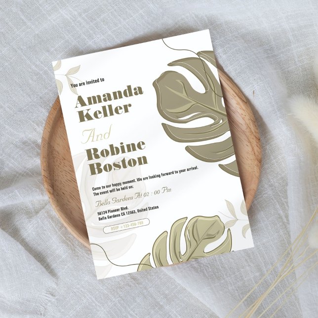 Minimalistische botanische Hochzeitseinladung Einladung (Von Creator hochgeladen)