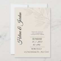 Minimalistische botanische Hochzeitseinladung