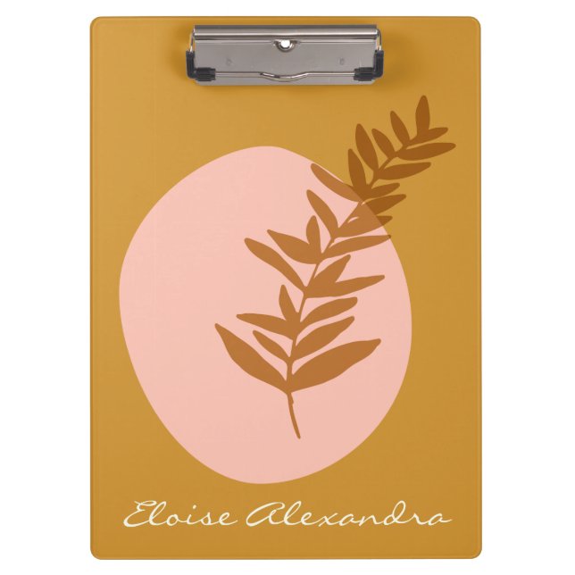 Minimalistische botanische Kunst in Gelb Personali Klemmbrett (Vorderseite)