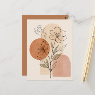 Minimalistische botanische Linienkunst Druck | Boh Postkarte