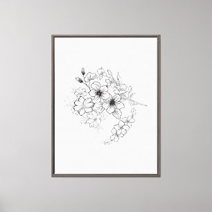 Minimalistische botanische Linienkunst  Leinwanddruck