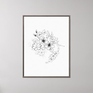 Minimalistische botanische Linienkunst Leinwanddruck