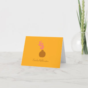 Minimalistische botanische Pflanzenkunst in Gelb, Dankeskarte