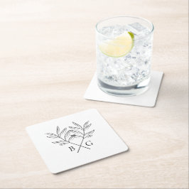 Minimalistische botanische Rustikale Monogramm-Gas Rechteckiger Pappuntersetzer