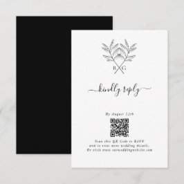 Minimalistische Botanische Rustikale Monogramm-Hoc Begleitkarte