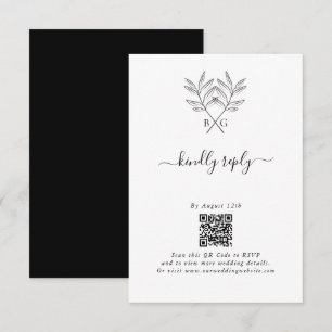 Minimalistische Botanische Rustikale Monogramm-Hoc Begleitkarte