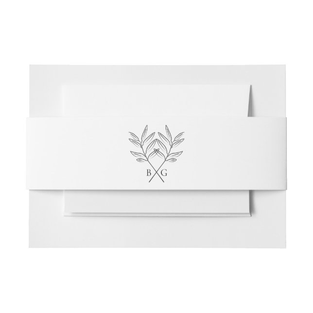 Minimalistische Botanische Rustikale Monogramm-Hoc Einladungsbanderole (Vorderseite Beispiel)