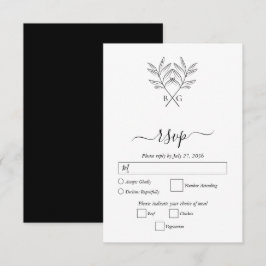 Minimalistische Botanische Rustikale Monogramm-Hoc RSVP Karte
