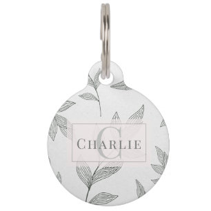 Minimalistische botanische Skizze Personalisiert Haustiermarke