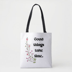Minimalistische botanische Typografie-Tragetasche Tasche