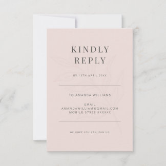 Minimalistische botanische Typografie warmer Rosat RSVP Karte
