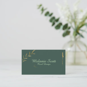 Minimalistische botanische Visitenkarte   Dunkelgr
