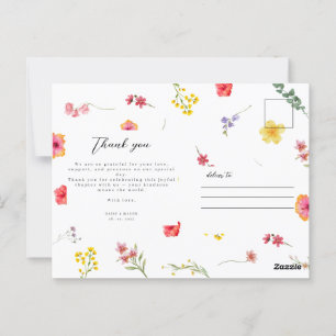 Minimalistische Botanische Wildblumen Dankeschön H Postkarte