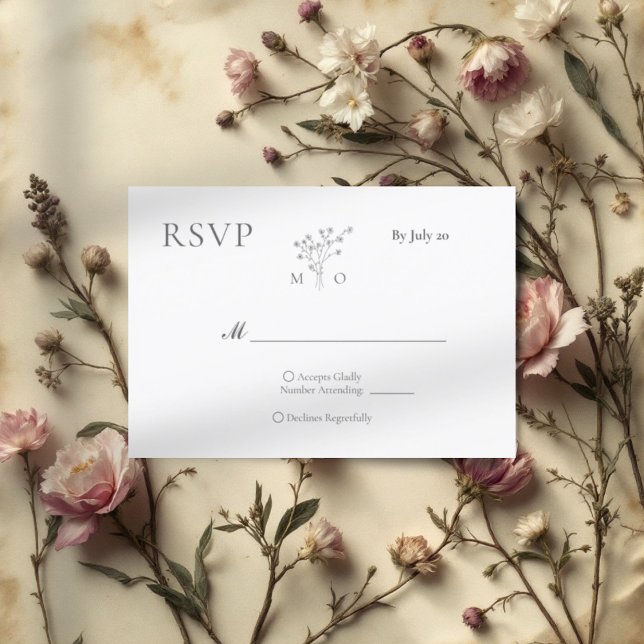 Minimalistische Bouquet Hochzeit Einladung Rsvp Ka (Von Creator hochgeladen)
