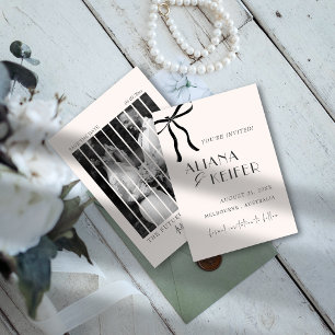 Minimalistische Bow Whimsical Retro Foto Hochzeit Save The Date