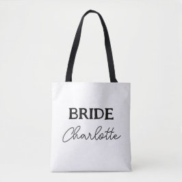 Minimalistische Braut als Schwarzweißname Tasche