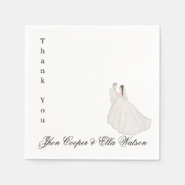 Minimalistische Braut-und Bräutigam-Hochzeitsillus Serviette