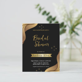 Minimalistische Brautdusche aus Schwarz und Golden Einladung