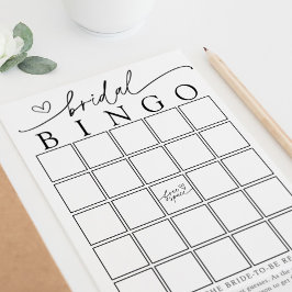 Minimalistische Brautparty Bingo Game Card Einladung