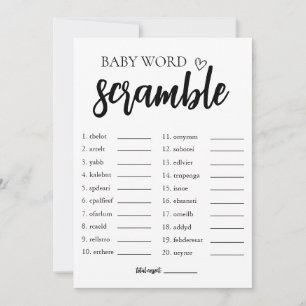 Minimalistische Brautparty Word Scramble-Spielkart Einladung
