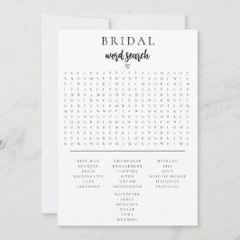 Minimalistische Brautparty Word Search Game Card Einladung