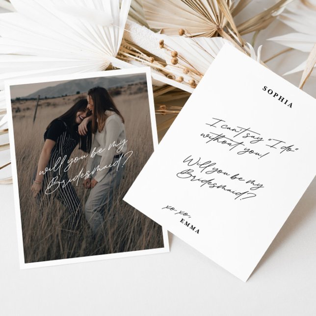 Minimalistische Bridesmaid-Foto Einladung (Minimalist Simple Photo Bridesmaid Proposal Card)