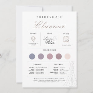 Minimalistische Bridesmaid Info-Karte Einladung