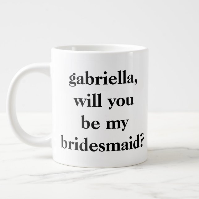 Minimalistische Bridesmaid-Vorschlag Schwarz Perso Jumbo-Tasse (Links)