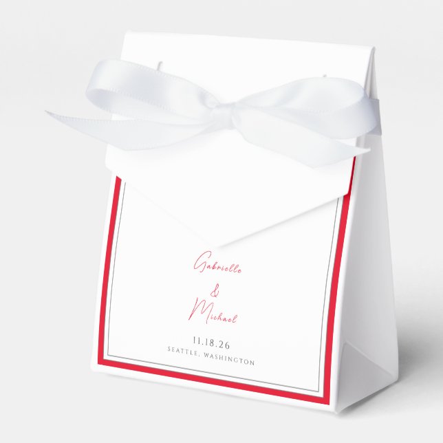Minimalistische Bright Cherry Red Gastgeschenk Hoc Geschenkschachtel (Vorderseite)