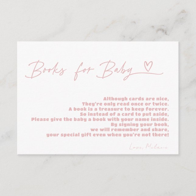 Minimalistische Buchanfrage für ein Sweet Girl Bab Begleitkarte (Vorderseite)